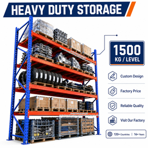 1500KG Warehouse Storage Automotive Mechanical Parts Heavy Duty Pallet Rack with Blue Upright Red Beam