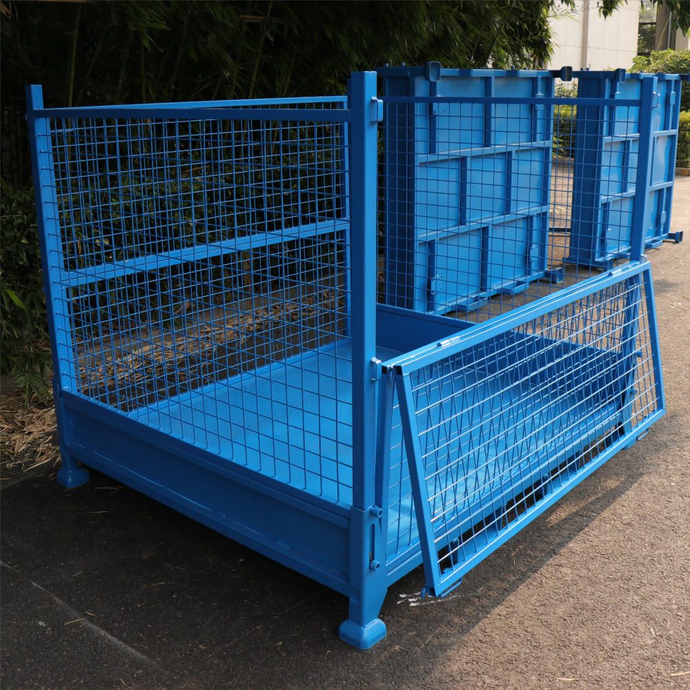 Carter OEM Steel Heavy Duty Collapsible Storage Container Box Stacking Wire Mesh Cage Pallet Foldable Stillage Cage