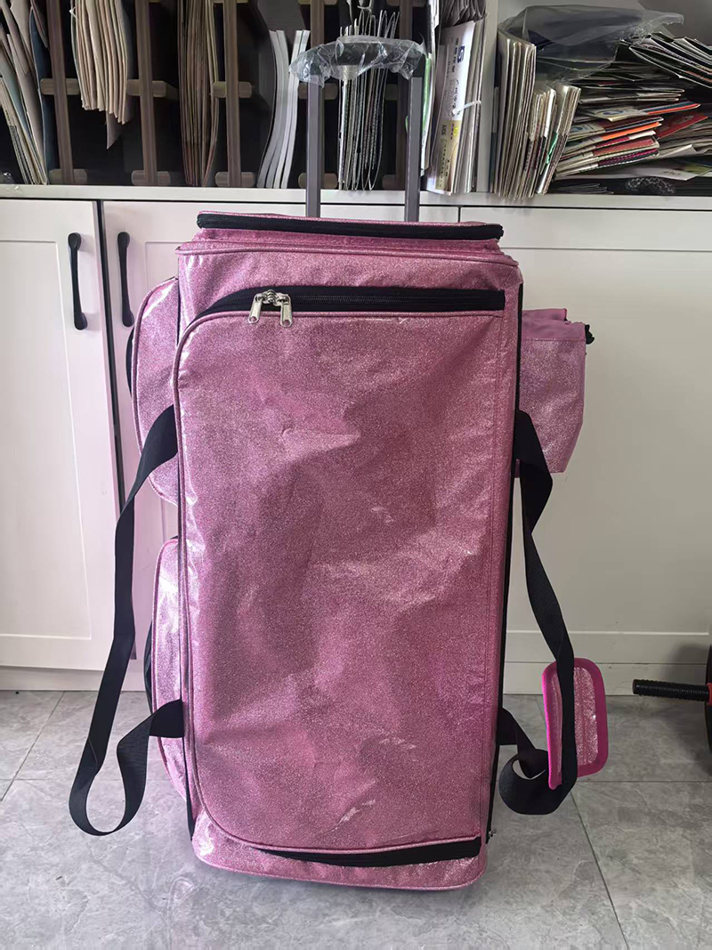 Free sample Top-rated Wheeled Collapsible Rolling Garment Rack for Dance Costumes, Duffel Bags, and Rolling Dance Bags with Rack
