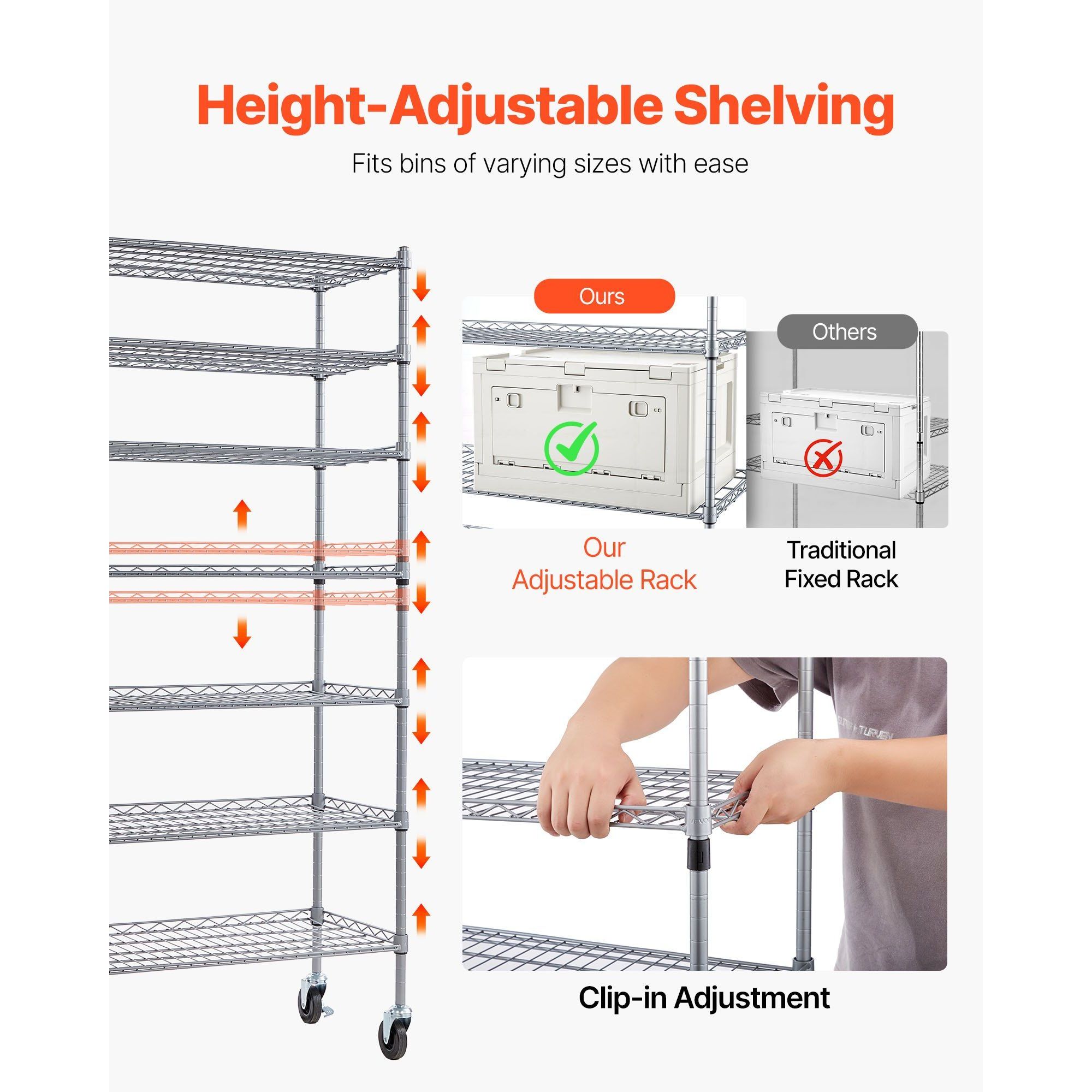 26 Organizer 7-Tier Rolling Bin Storage Rack Steel Wire Shelving System Wheels Mobile Tool Organizer for Garage Classroom