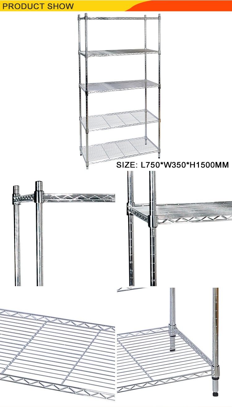 China Provide Metal Wire Narrow Shelving Rack With 5 Layers
