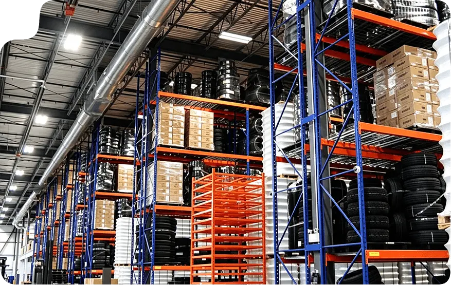 Automotive parts warehouse shelving and racking