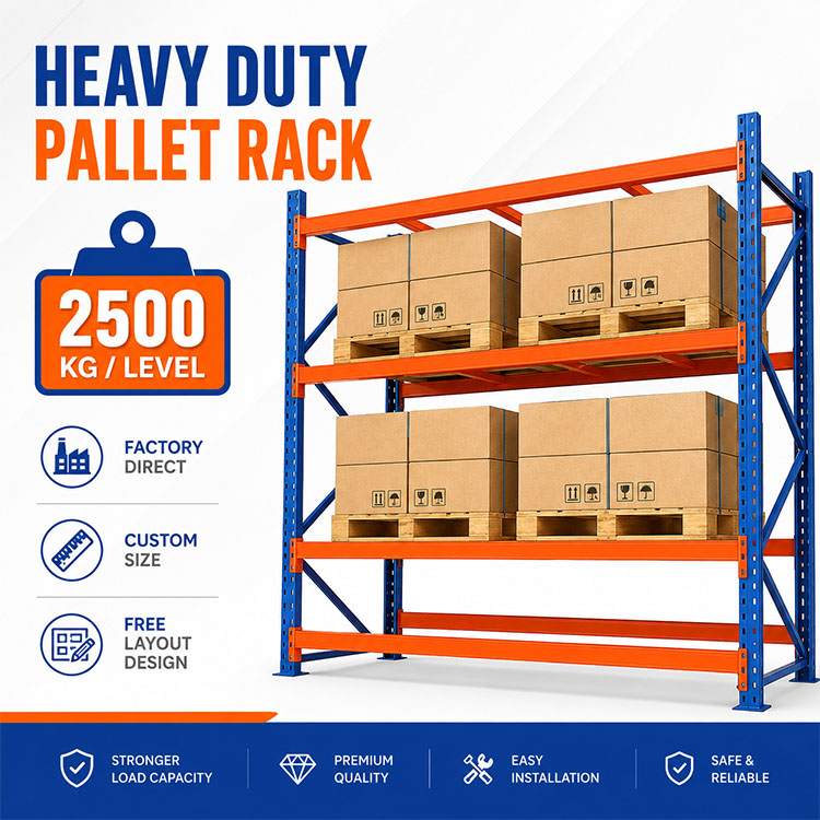 Foshan Factory Double Deep Pallet Racking Warehouse Storage System Heavy Duty Large Capacity Steel Industrial Warehouse Racks