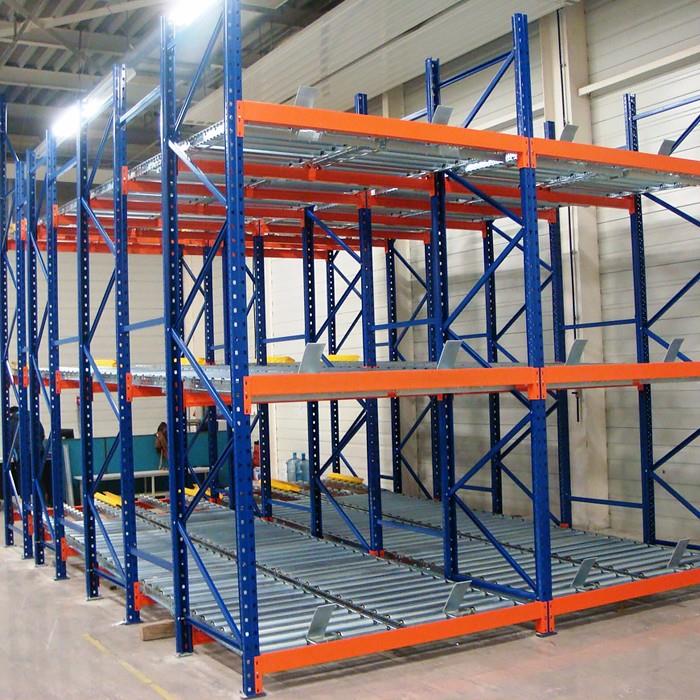 Steel Heavy Duty Large Load Capacity Gravity Pallet Racking System for Food Beverage Warehouse Storage