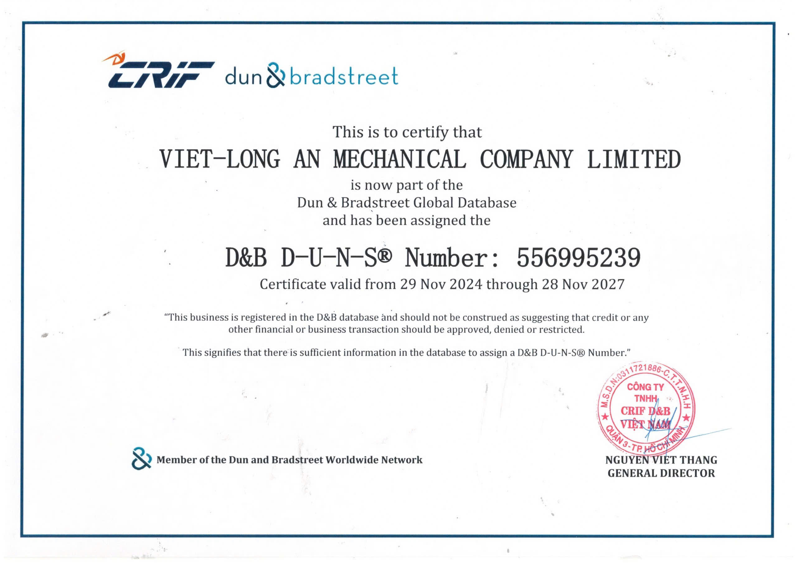 Verification Certificate 1
