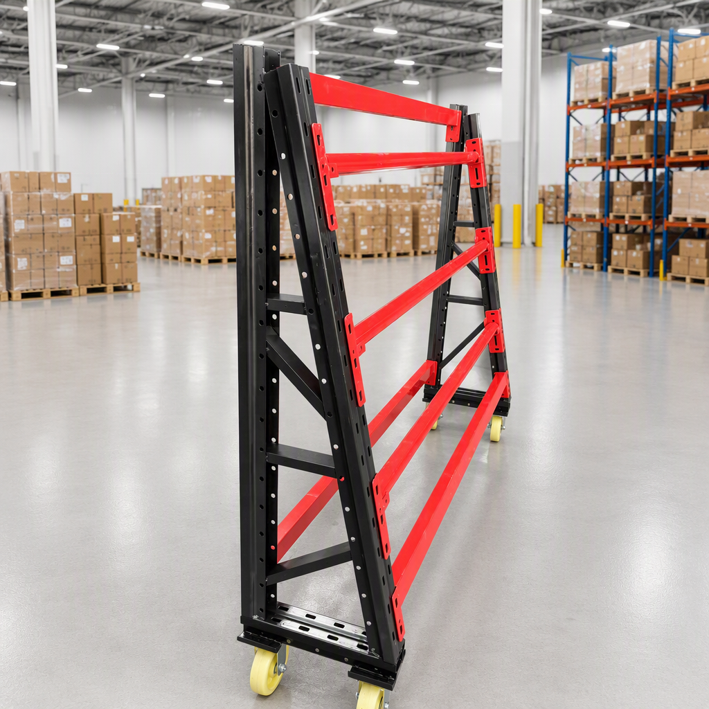 Customized Medium Duty Metallic Roller Rack with Wheels 3-Layer Adjustable Height Storage Rack for Industrial Use