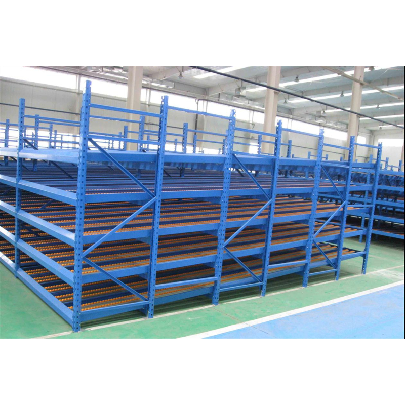 Blue Orange Steel 5 Layer Sliding FIFO Increased Warehouse Density Space-saving Flow-through Racking for Warehouse Storage