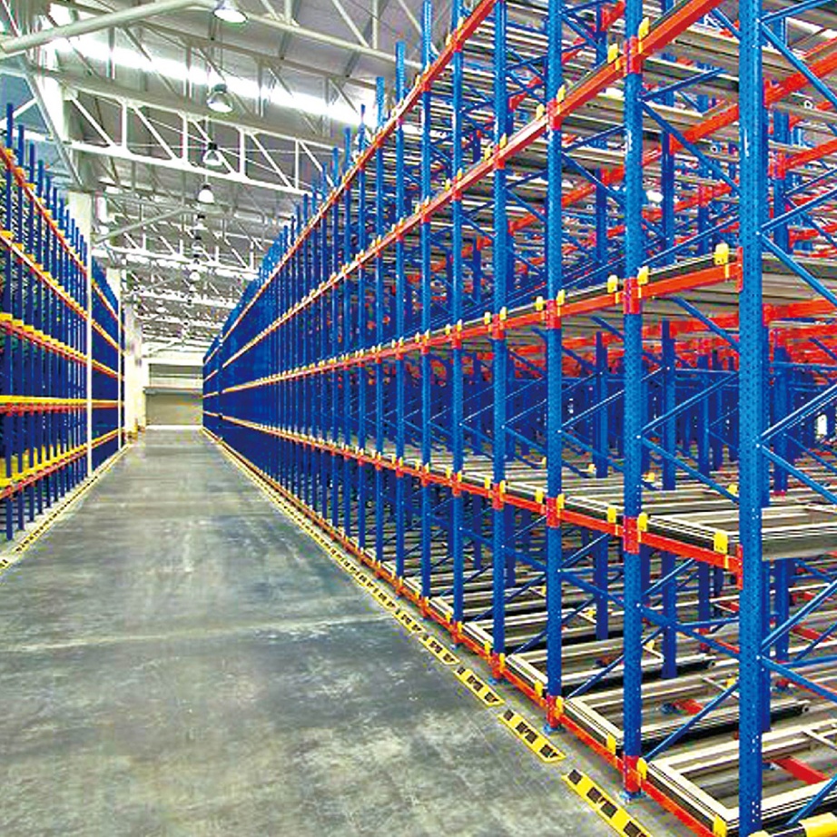 Heavy Duty Steel 5 Push Back Racking System High Capacity Powder Coated Custom Design Small Batch Multiple Variety Bulk Goods