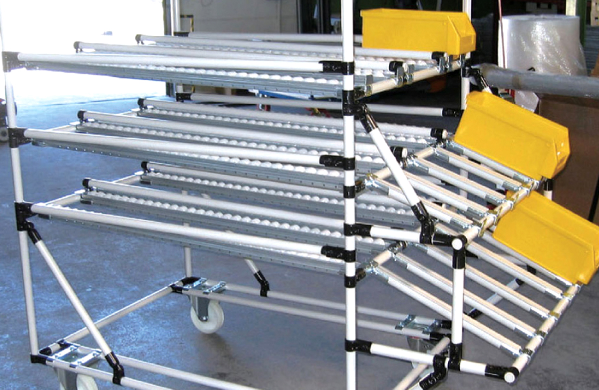 Customization Industrial Heavy Duty Adjustable Sliding Carbon Steel White/Black Gravity Flow Pipe Racks Wheels for Warehouse