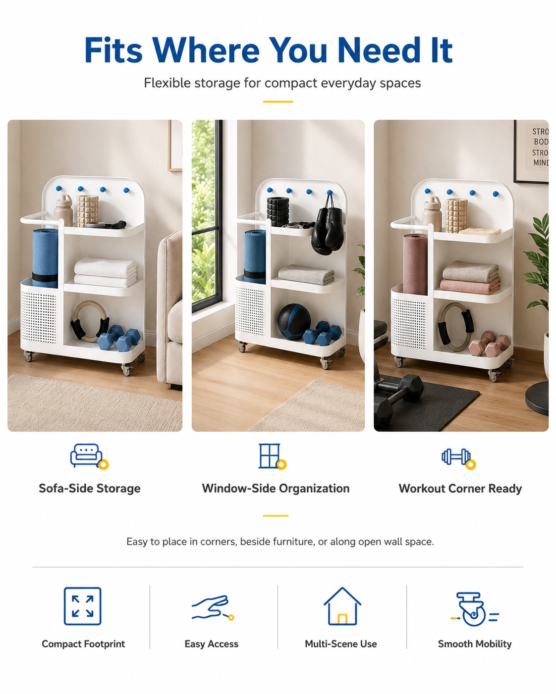 Wheeled Sports Equipment Storage Rack Showcase 2
