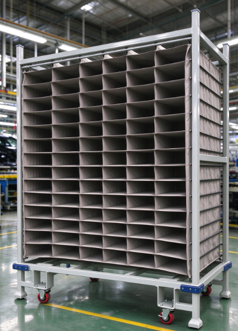 Heavy Duty Steel Automotive Parts Storage Rack Powder Coated Floor-Standing Bumper Shelf