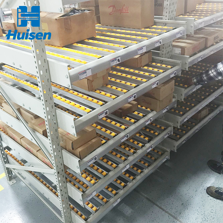 Customized OEM ODM Steel Heavy Duty Durable Gravity Flow Roller Rack Storage System For Warehouse