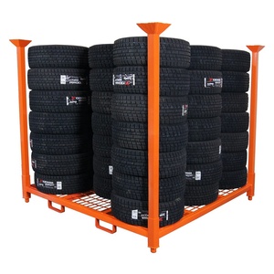 Customized Warehouse Heavy Duty Portable Rack Metal Spare Steel Detachable Stackable Pallet Tire Storage System 1000KG Powder
