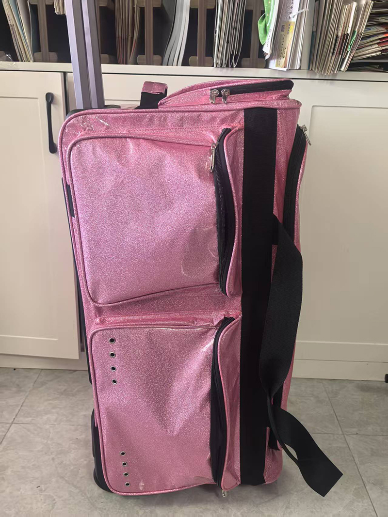 Free sample Top-rated Wheeled Collapsible Rolling Garment Rack for Dance Costumes, Duffel Bags, and Rolling Dance Bags with Rack