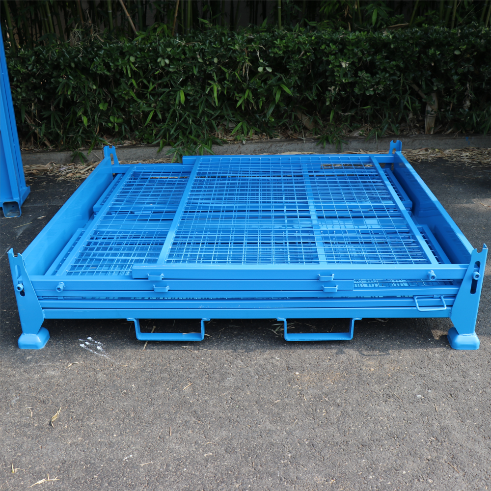 Carter OEM Steel Heavy Duty Collapsible Storage Container Box Stacking Wire Mesh Cage Pallet Foldable Stillage Cage