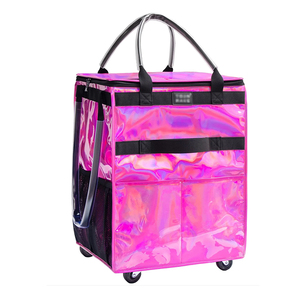 Heavy-Duty Foldable Rolling Fabric Storage Organizer Vertical Storage Bag Transparent Window Wheels 60L Capacity Eco-Friendly
