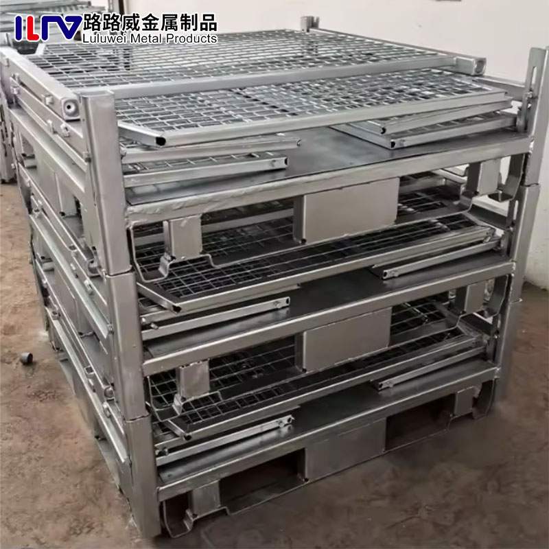 Powder Coating Galvanized Steel Pallet Box Cage Storage Welded Wire Mesh Cage