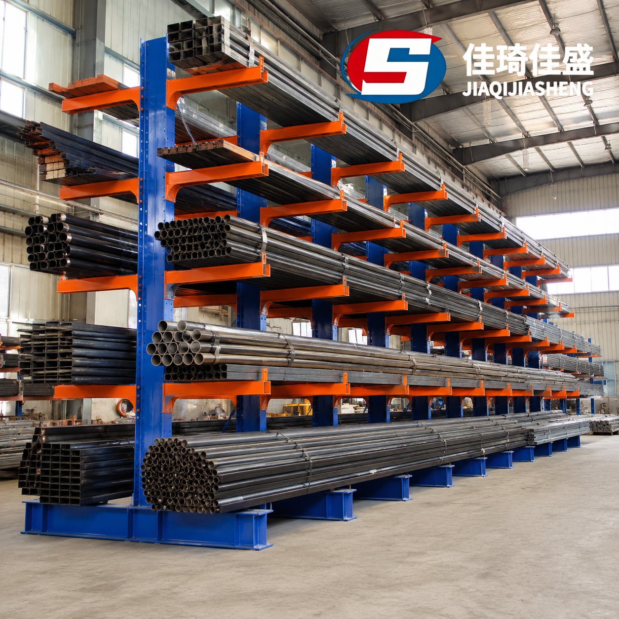 Large Loading Capacity Adjustable Double Arm Custom Cantilever Rack for Industrial Storage Long Timber Steel Profile Metal Rods
