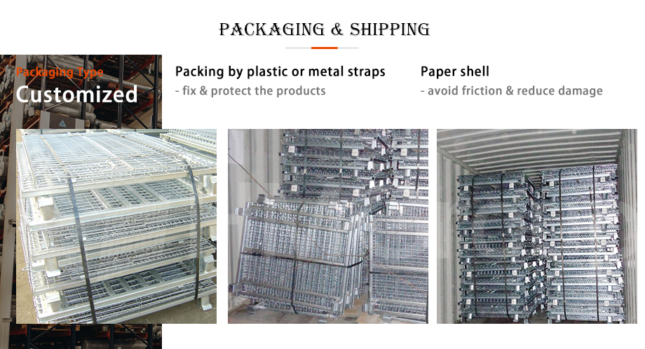 Factory Direct Sales Warehouse Heavy Duty Storage Mild Steel Stackable Wire Mesh Pallet Cage With Wheels
