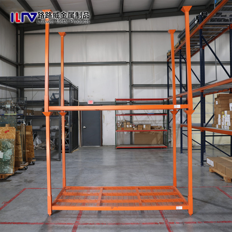 Warehouse Storage Steel Stackable Racks Portable Stacking Racking with Mesh Pallet