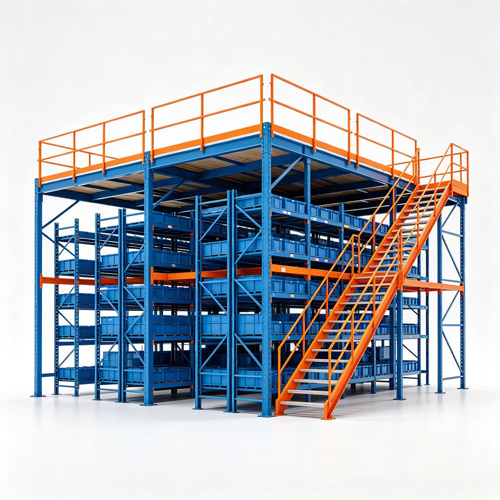 Warehouse Storage Steel Mezzanine Rack System 2-Layer Anti-Rust Multi-Level Platform Heavy Duty Industrial Use 300kg/sqm Load