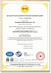HEDA Shelves product certificate
