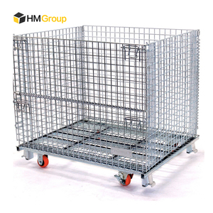 Factory Direct Sales Warehouse Heavy Duty Storage Mild Steel Stackable Wire Mesh Pallet Cage With Wheels