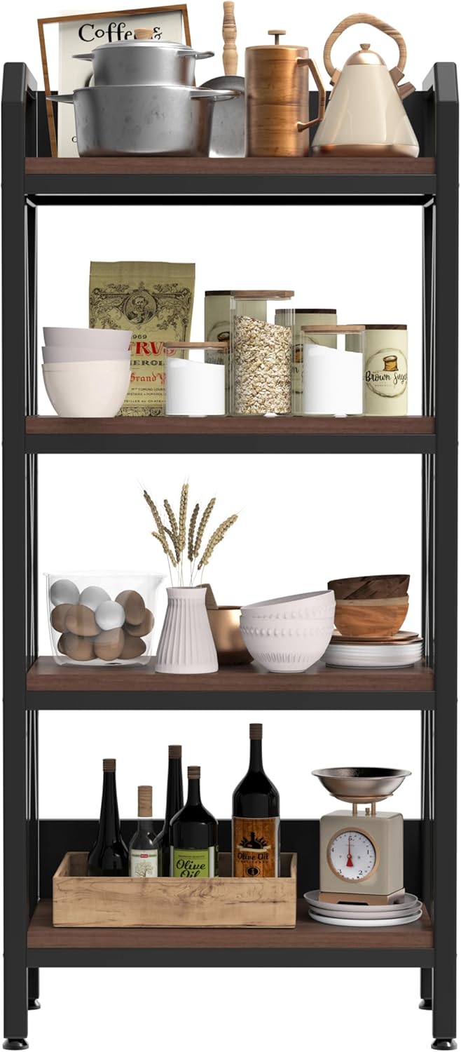 4 Tier Heavy-Duty 55\" Tall Metal Storage Shelves 27.6\" Wide Bakers Rack for Warehouse Tools Room Excellent Storage Cages