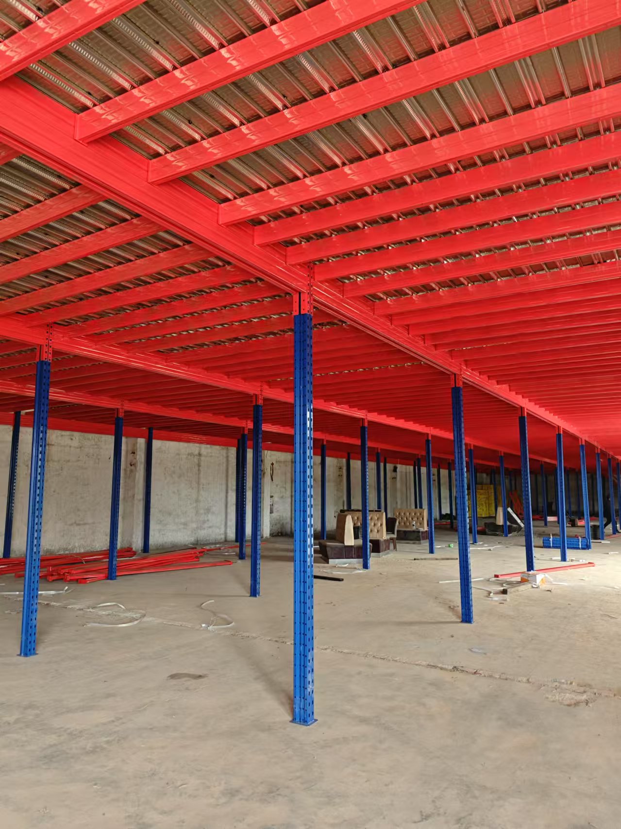 Mezzanine Platform Pallet Attic Loft Rack-Steel 2-Layer Mezzanine 500kg Load Capacity Solid Steel Flooring Corrosion Protection