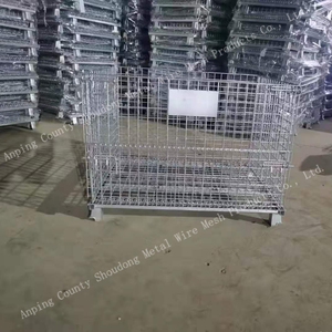 Heavy Duty Foldable Lockable Stackable Wire Mesh Warehouse Transport Metal Storage Bulk Pallet Cage