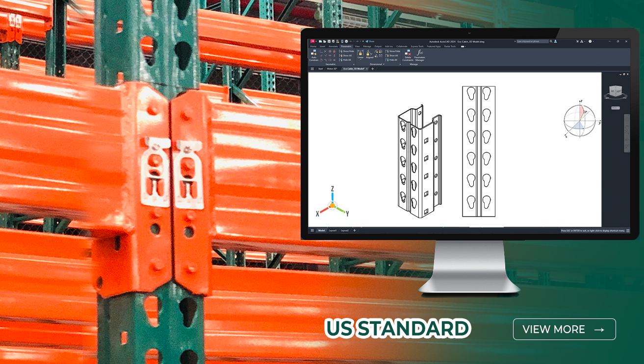 US Standard Teardrop Pallet Racking Component Diagram