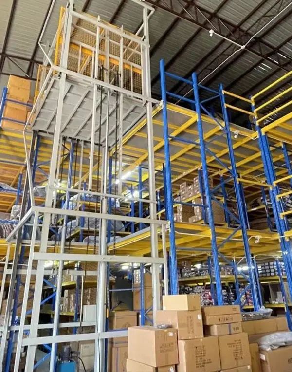 Multi-level mezzanine with reinforced racking for auto parts