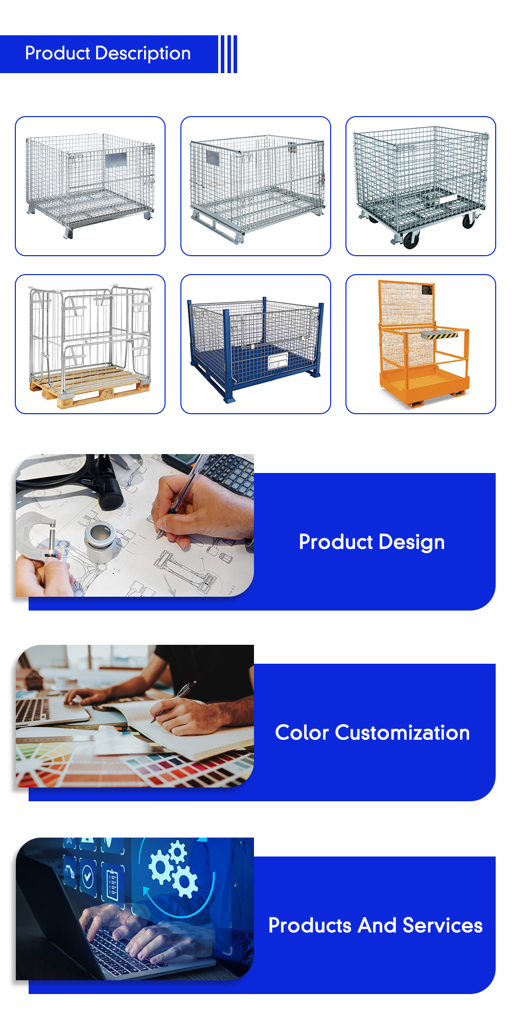 High Quality Steel Wire Mesh Pallet Cage Container for Storage