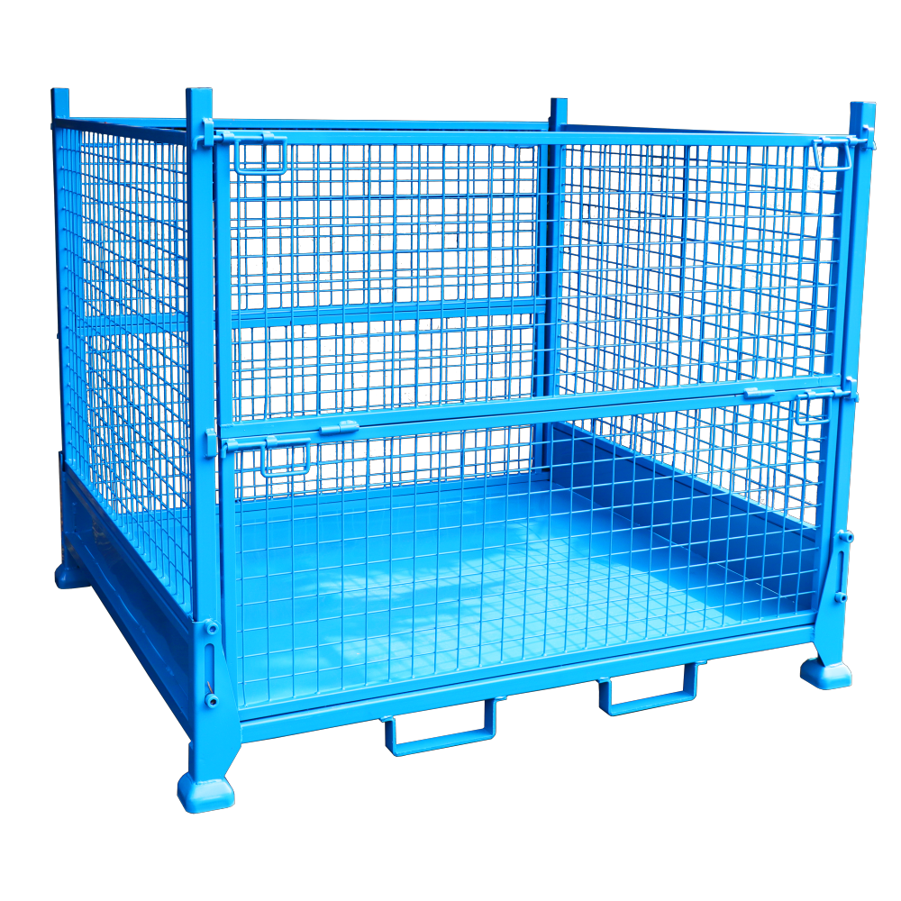 Carter OEM Steel Heavy Duty Collapsible Storage Container Box Stacking Wire Mesh Cage Pallet Foldable Stillage Cage