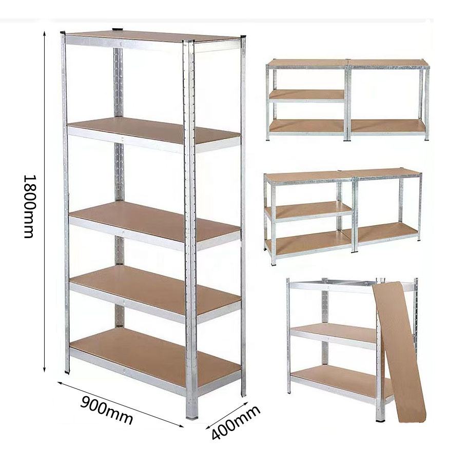 Iron Garage 4 Shelf 5 Tier Boltless Rivet Easy Assemble Adjustable Storage Shelf For Sale Metal
