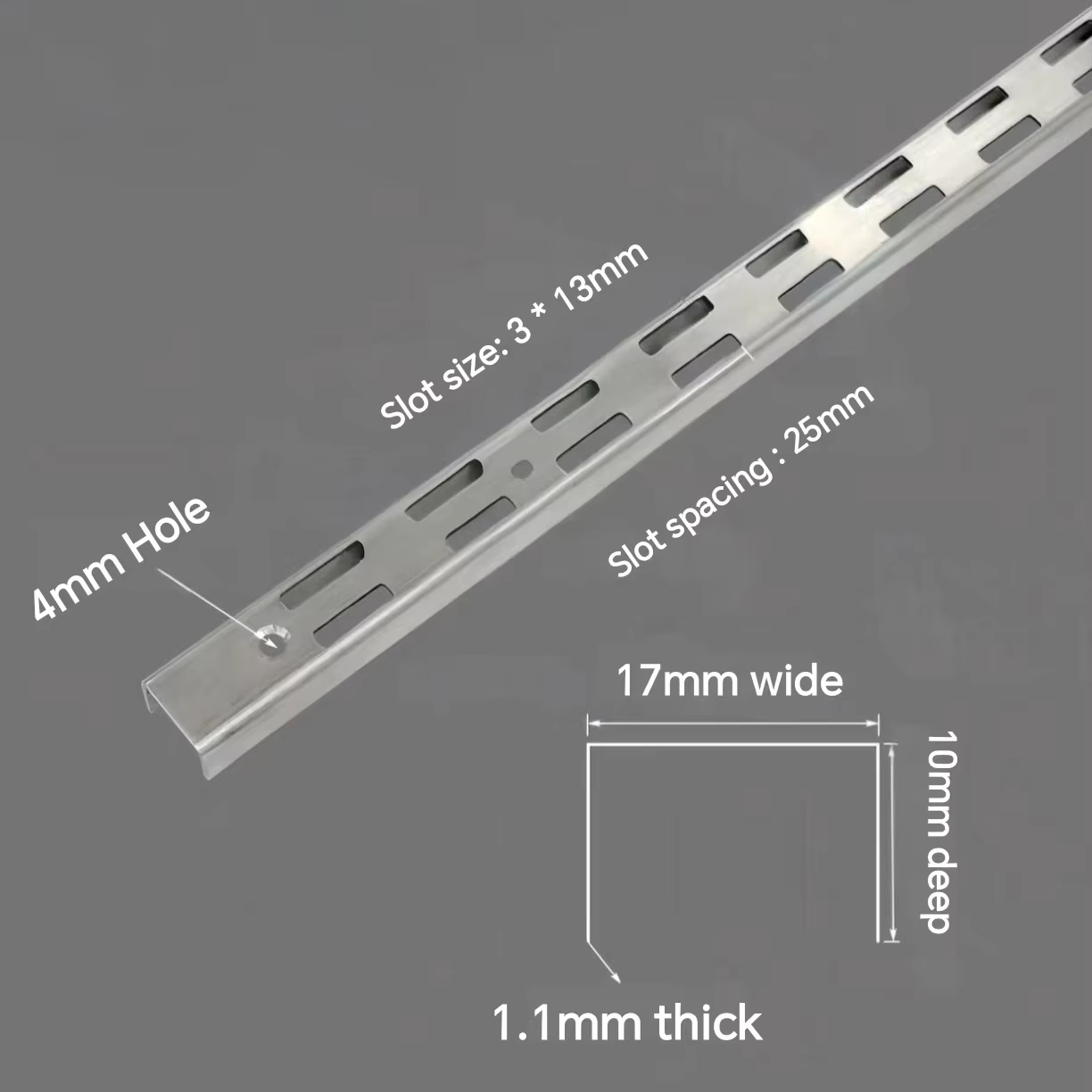 Stainless Steel Twin Slot Uprights Wall Mounted | Display Shelf Rack Post with Slotted Channel for Showcase
