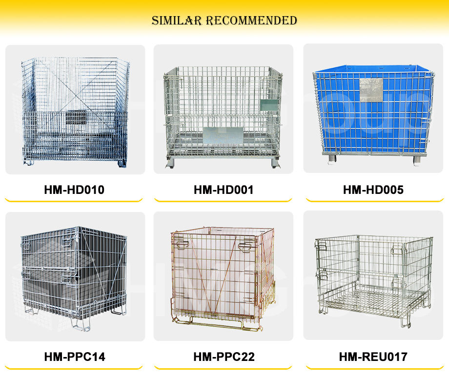 Factory Direct Sales Warehouse Heavy Duty Storage Mild Steel Stackable Wire Mesh Pallet Cage With Wheels