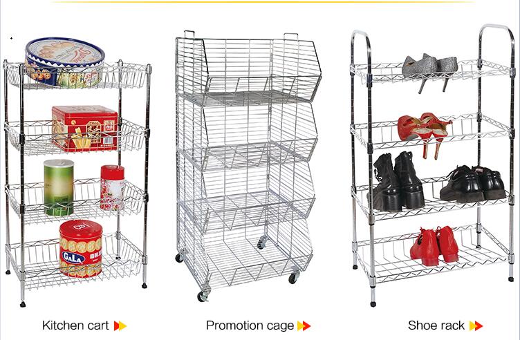China Provide Metal Wire Narrow Shelving Rack With 5 Layers