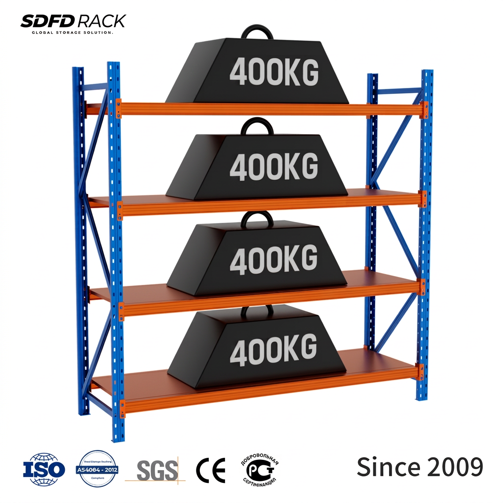 400KG Adjustable Racking Galvanized Sheet Metal Shelving Steel Industrial Storage Rack Heavy Duty Long Span Warehouse Shelves
