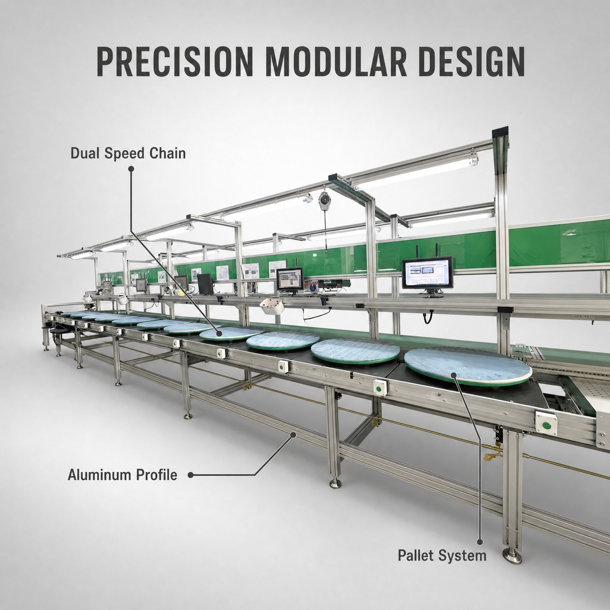 PTS2 Stainless Steel Pallet Conveyor System for Battery Module Production Double Speed Chain Conveyor Automatic Assembly Line