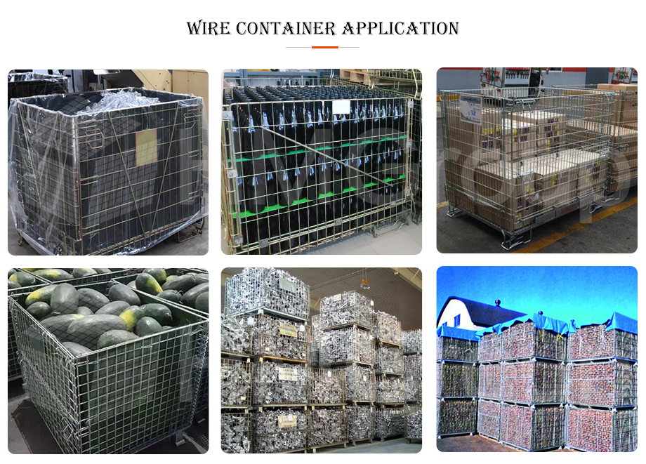 Factory Direct Sales Warehouse Heavy Duty Storage Mild Steel Stackable Wire Mesh Pallet Cage With Wheels