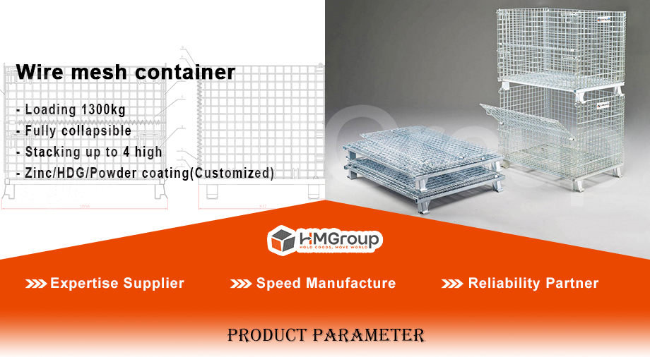 Factory Direct Sales Warehouse Heavy Duty Storage Mild Steel Stackable Wire Mesh Pallet Cage With Wheels