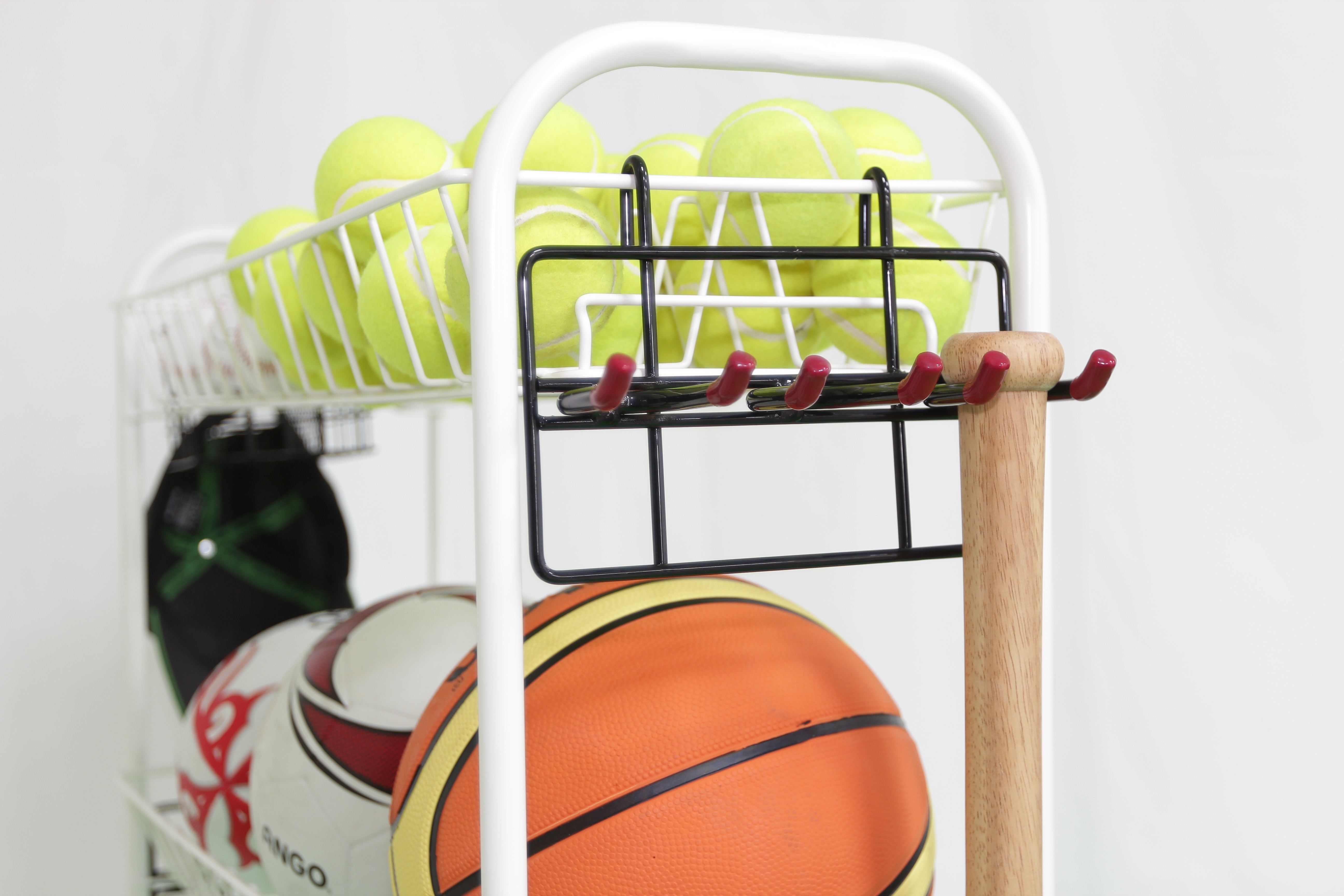 OEM ODM Metal Sports Movable Rack Storage Push Cart