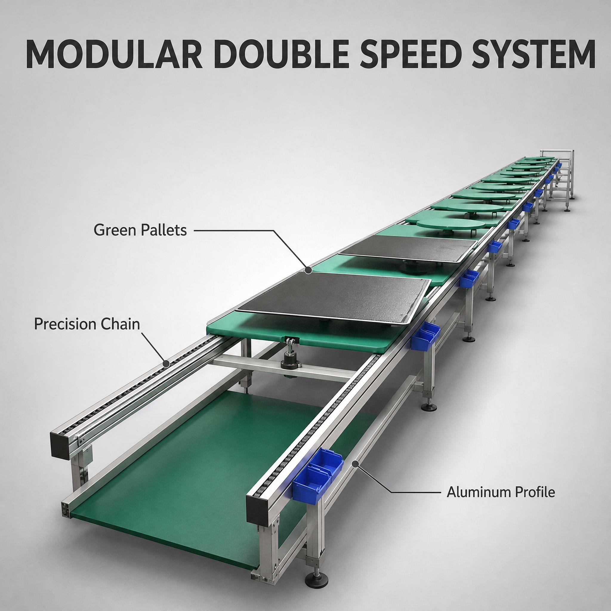 PTS2 Stainless Steel Pallet Conveyor System for Battery Module Production Double Speed Chain Conveyor Automatic Assembly Line
