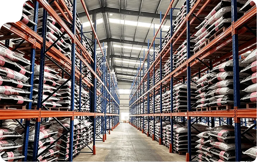 Mezzanine floor and cantilever racking for building supplies warehouse