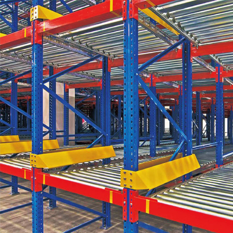 Factory Direct Steel Gravity Roller Racks Adjustable High Space Utilization Warehouse Gravity Flow Shelving Powder Coated