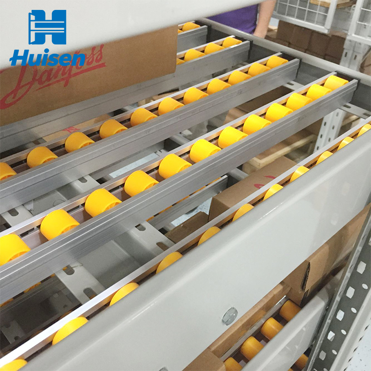 Factory Warehouse Storage Heavy Duty Gravity Flow Racking Sliding Roller Shelf Metallic Steel Shelves Corrosion Protection