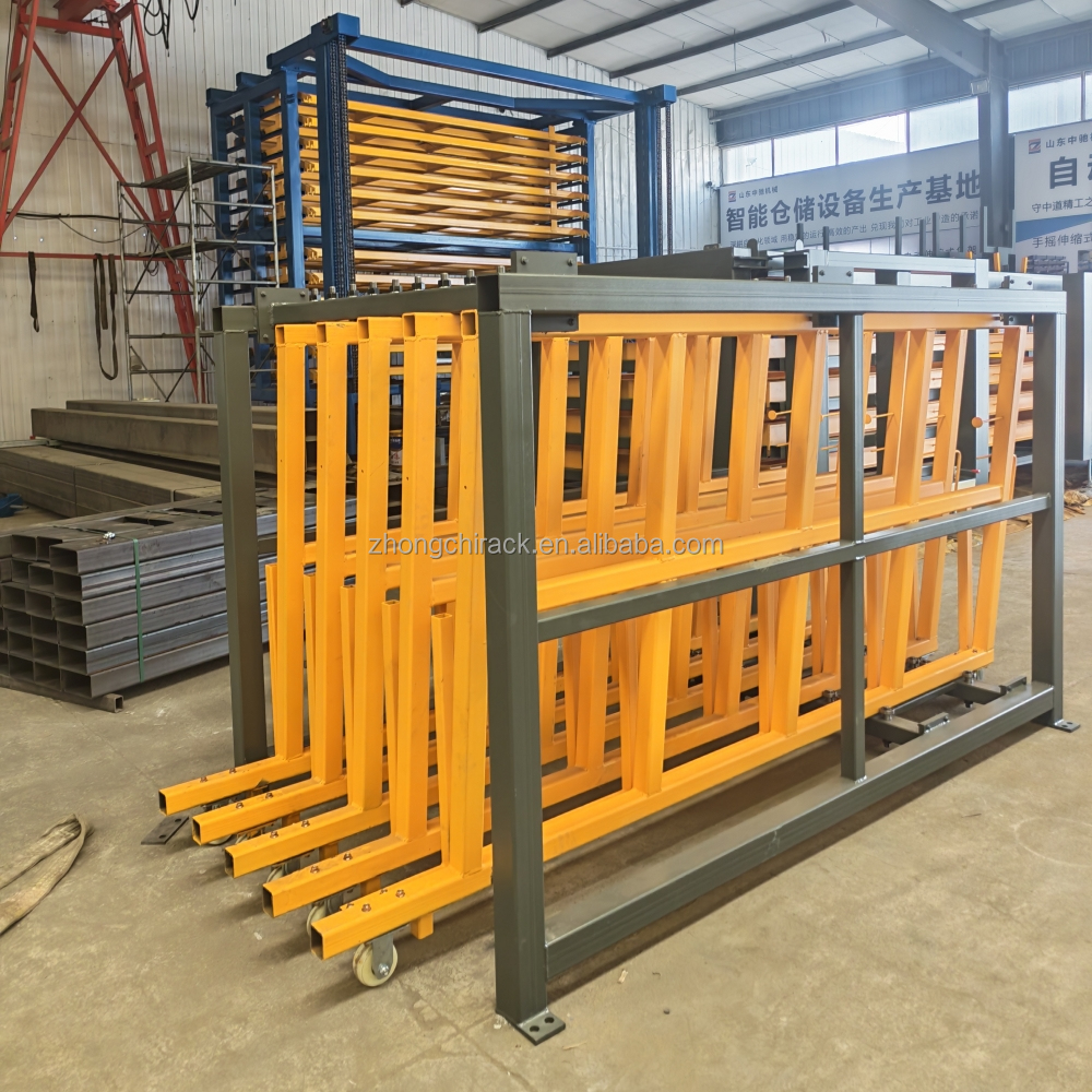 Heavy Load 8-Layer Adjustable Vertical Roll Out Sheet Rack With Wheels For Steel Aluminum And Panel Material Storage