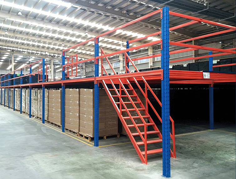 Mezzanine Platform Pallet Attic Loft Rack-Steel 2-Layer Mezzanine 500kg Load Capacity Solid Steel Flooring Corrosion Protection