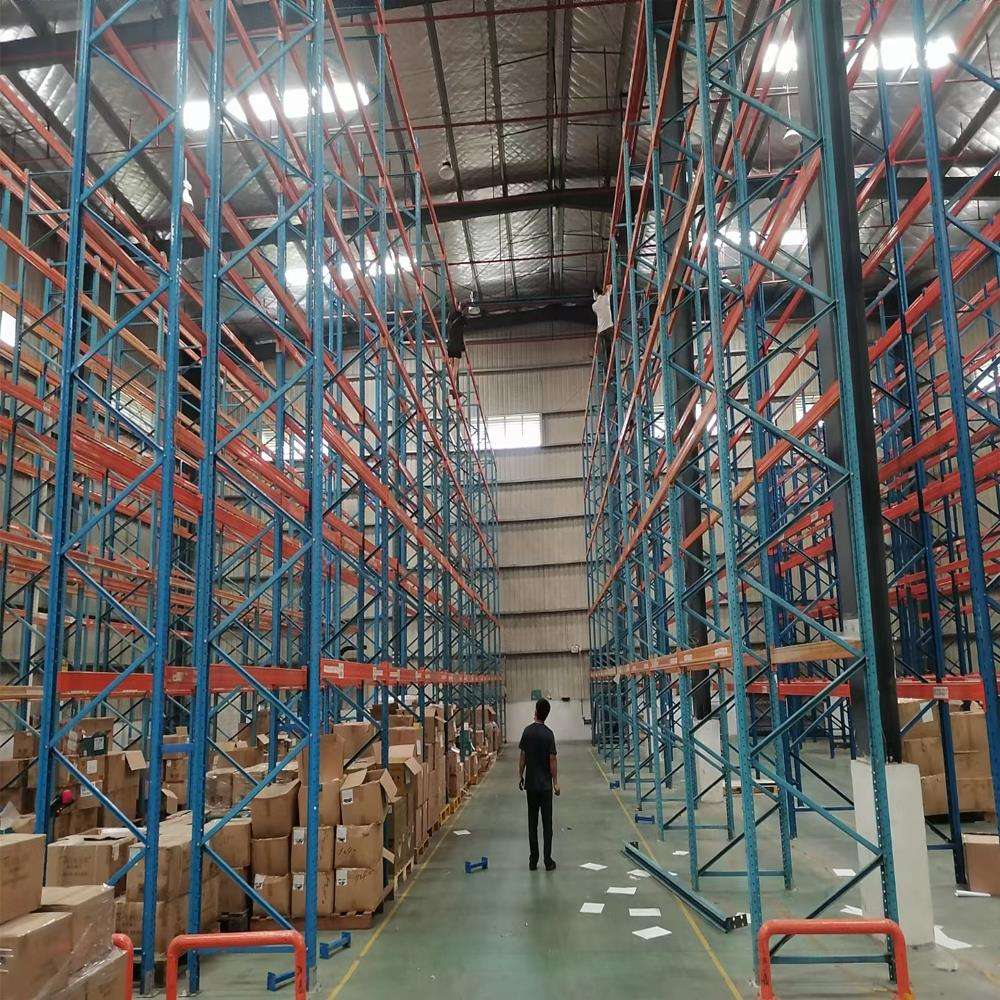 Heavy-Duty Selective Pallet Rack 4-Layer Steel Upright Orange Beam Corrosion Protection Powder Coated Tall Storage Racks for